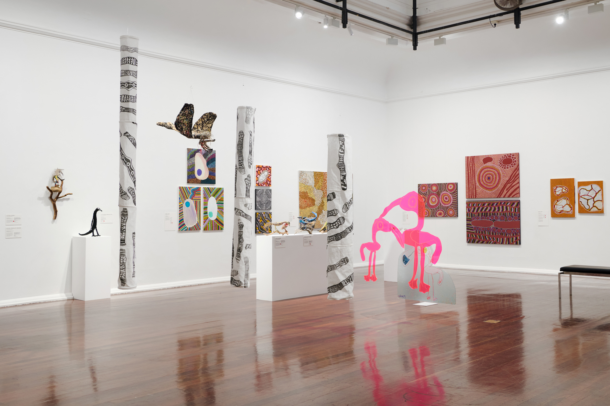 ‘Revealed: New and Emerging WA Aboriginal Artists’, installation view, presented by Aboriginal Art Centre Hub of Western Australia (AACHWA), Perth Institute of Contemporary Arts (PICA), 2025, photo: Rebecca Mansell